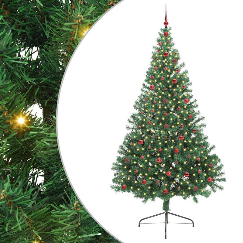 Load image into Gallery viewer, Vidaxl kunstmatig voorverlicht kerstboom met 300 led groen 240 cm pvc

