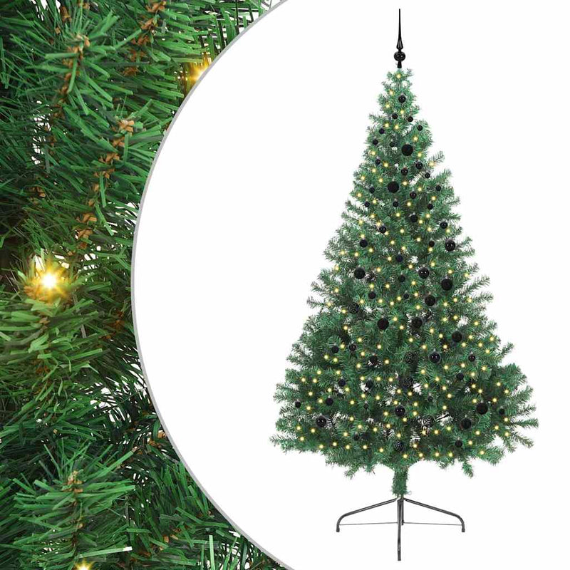 Load image into Gallery viewer, Vidaxl kunstmatig voorverlicht kerstboom met 300 led groen 240 cm pvc
