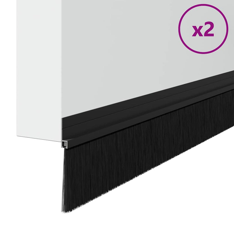 Load image into Gallery viewer, Vidaxl zelfklevende deurborstels 2 pcs zwart 100 cm aluminium legering
