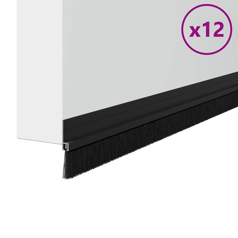Load image into Gallery viewer, Vidaxl zelfklevende deurborstels 12 pcs zwart 100 cm
