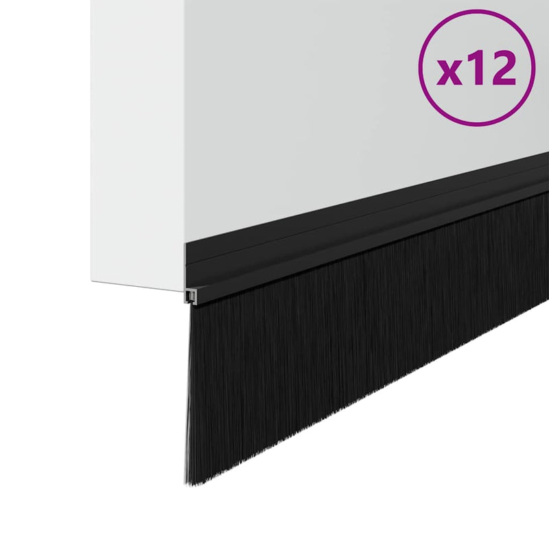 Load image into Gallery viewer, Vidaxl zelfklevende deurborstels 12 pcs zwart 100 cm
