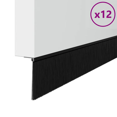 Vidaxl schroefbare deurborstelafsluitingen 12 pcs zwart 100 cm