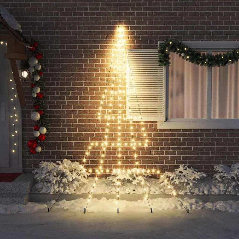 Load image into Gallery viewer, Vidaxl led kerstboom met grondspiesjes warmwit 306 cm metaal
