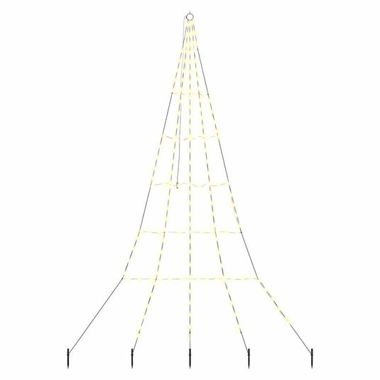 Vidaxl led kerstboom met grondspiesjes warmwit 306 cm metaal