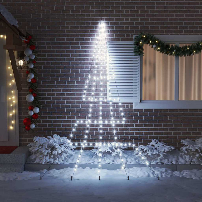 Load image into Gallery viewer, Vidaxl led kerstboom met grondspiesjes koudwit 306 cm metaal
