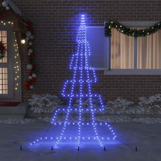Vidaxl led kerstboom met grondspiesjes met 276 led blauw 511 cm metaal