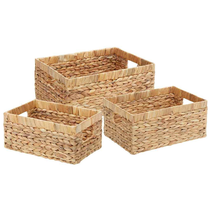 Load image into Gallery viewer, Vidaxl opslagmanden 3 pcs naturel 40 x 30 x 18 cm waterhyacint
