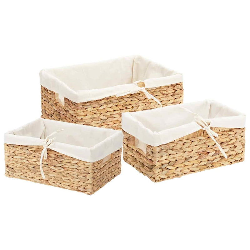 Load image into Gallery viewer, Vidaxl opslagmanden 3 pcs naturel 40 x 30 x 18 cm waterhyacint
