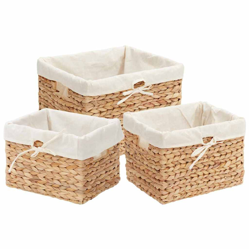 Load image into Gallery viewer, Vidaxl opslagmanden 3 pcs naturel 35 x 30 x 25 cm waterhyacint
