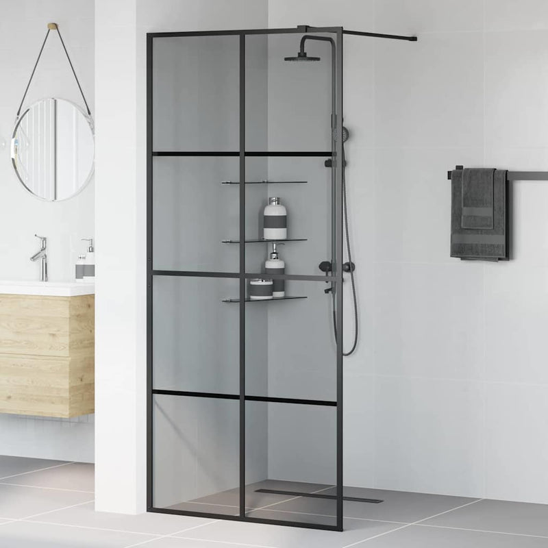 Load image into Gallery viewer, Vidaxl inloop douche wand zwart 90 x 195 cm gehard glas
