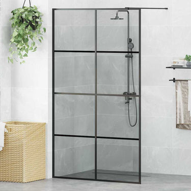 Vidaxl inloop douche wand zwart 115 x 195 cm gehard glas