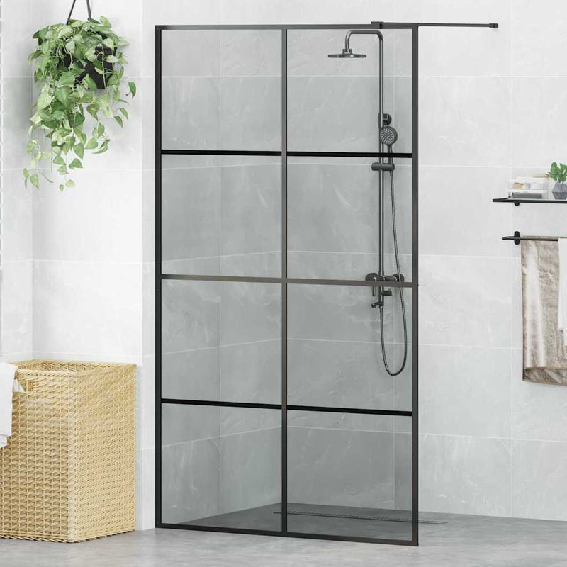 Load image into Gallery viewer, Vidaxl inloop douche wand zwart 115 x 195 cm gehard glas
