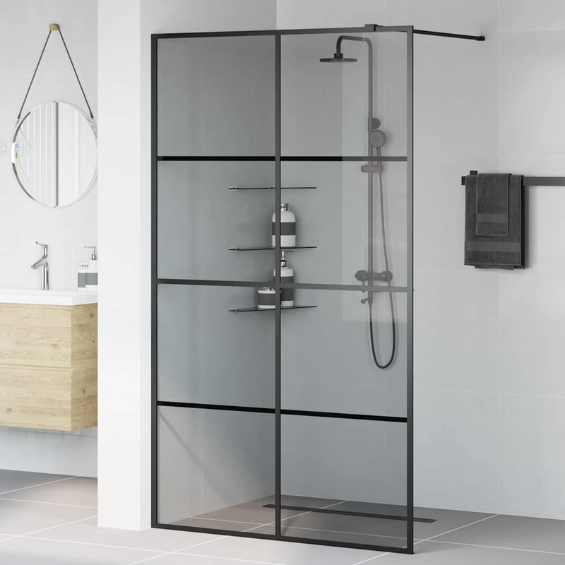 Load image into Gallery viewer, Vidaxl inloop douche wand zwart 115 x 195 cm gehard glas
