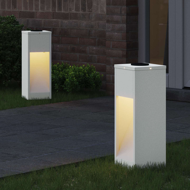 Load image into Gallery viewer, Vidaxl zonne led padverlichting 2 pcs wit koudgewalst staal
