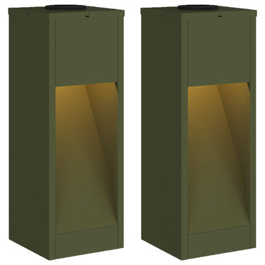 Vidaxl zonne led padverlichting 2 pcs olijf groen koudgewalst staal