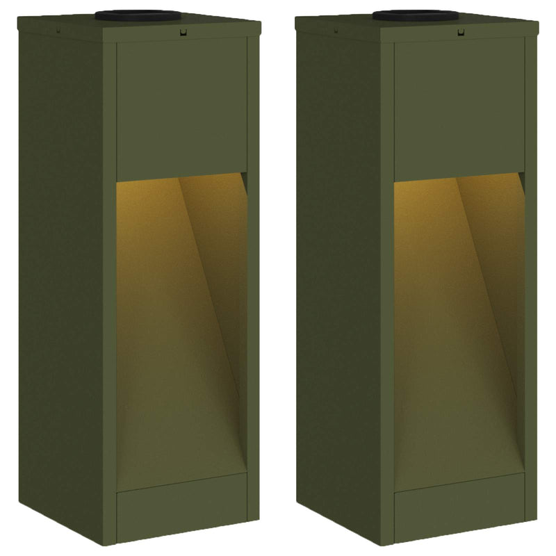 Load image into Gallery viewer, Vidaxl zonne led padverlichting 2 pcs olijf groen koudgewalst staal
