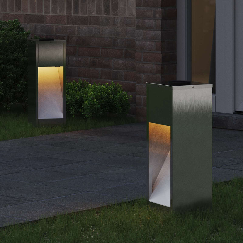 Load image into Gallery viewer, Vidaxl zonne led padverlichting 2 pcs zilver roestvrij staal

