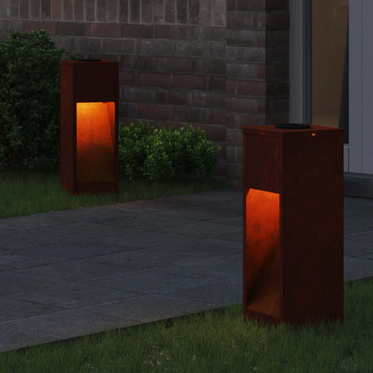 Vidaxl zonne led padverlichting 2 pcs brons cortenstaal