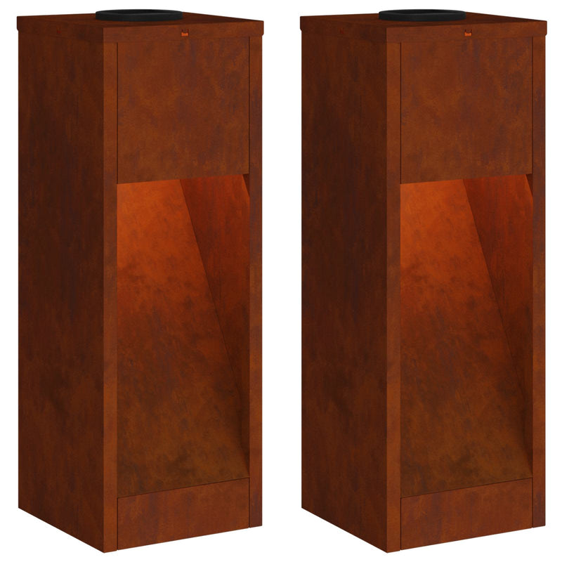 Load image into Gallery viewer, Vidaxl zonne led padverlichting 2 pcs brons cortenstaal
