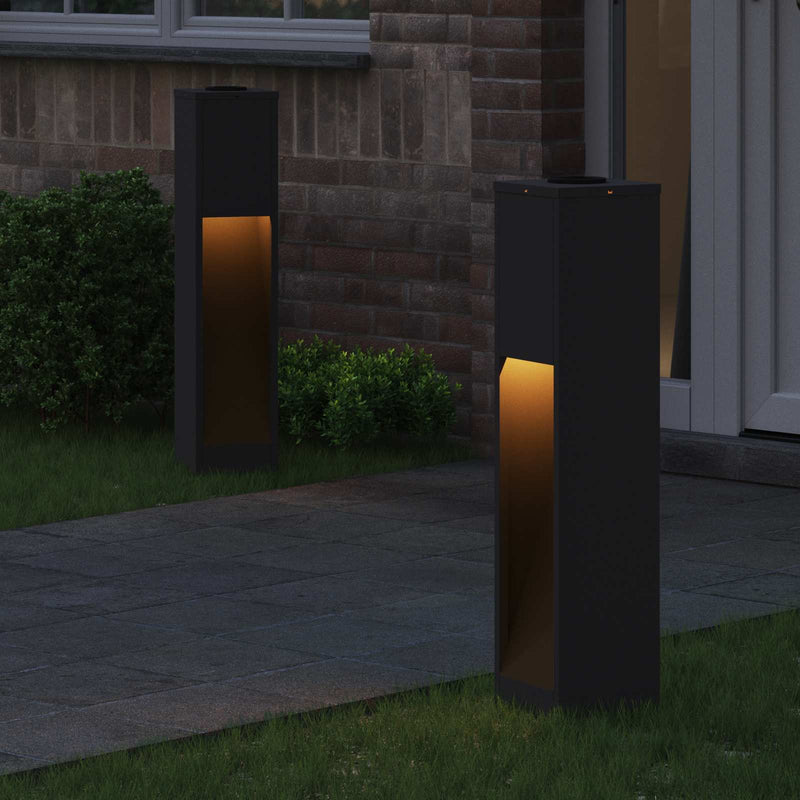 Load image into Gallery viewer, Vidaxl zonne led padverlichting 2 pcs zwart koudgewalst staal
