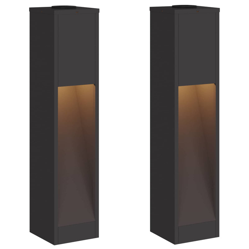 Load image into Gallery viewer, Vidaxl zonne led padverlichting 2 pcs zwart koudgewalst staal
