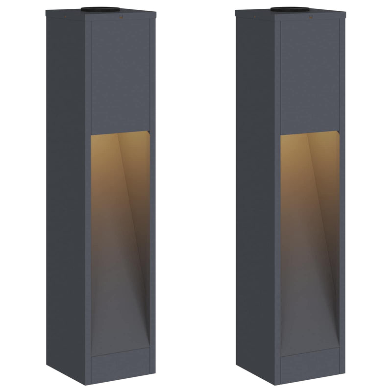 Load image into Gallery viewer, Vidaxl zonne led padverlichting 2 pcs antraciet koudgewalst staal
