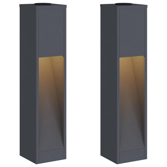 Vidaxl zonne led padverlichting 2 pcs antraciet koudgewalst staal