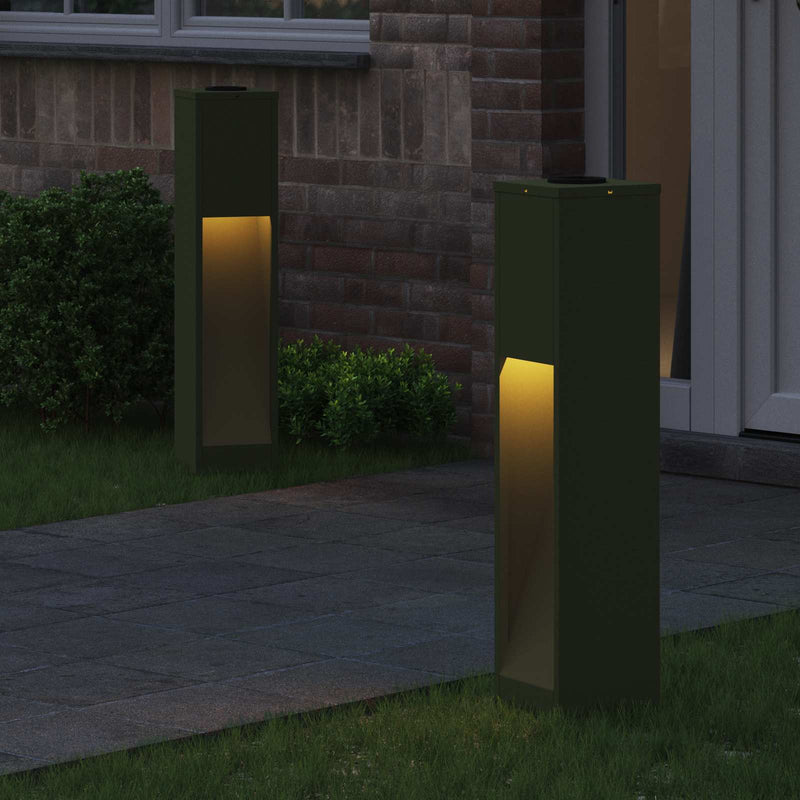 Load image into Gallery viewer, Vidaxl zonne led padverlichting 2 pcs olijf groen koudgewalst staal
