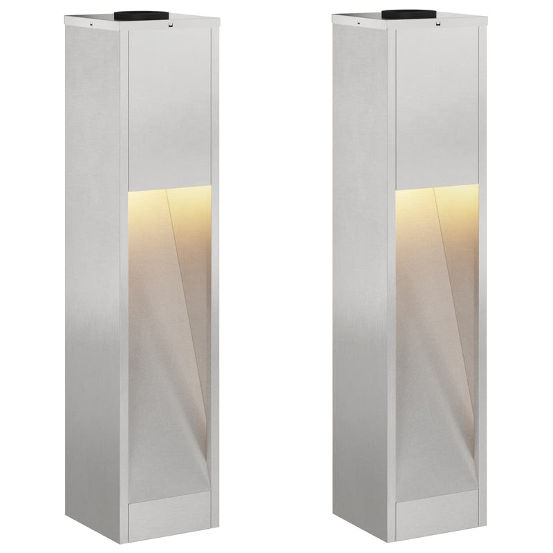 Load image into Gallery viewer, Vidaxl zonne led padverlichting 2 pcs zilver roestvrij staal

