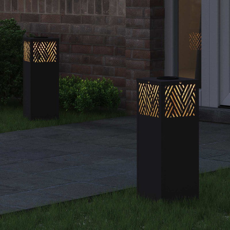Load image into Gallery viewer, Vidaxl solar led pad licht 2 pcs zwart koudgewalst staal
