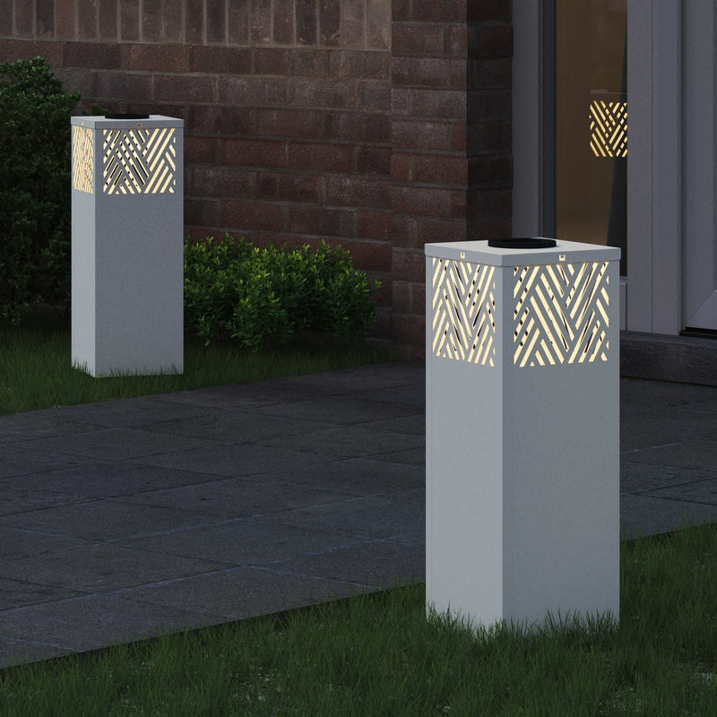 Load image into Gallery viewer, Vidaxl solar led pad licht 2 pcs wit koudgewalst staal
