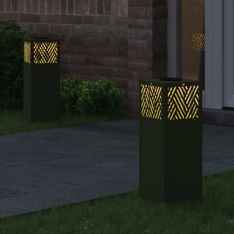 Load image into Gallery viewer, Vidaxl solar led pad licht 2 pcs olijf groen koudgewalst staal
