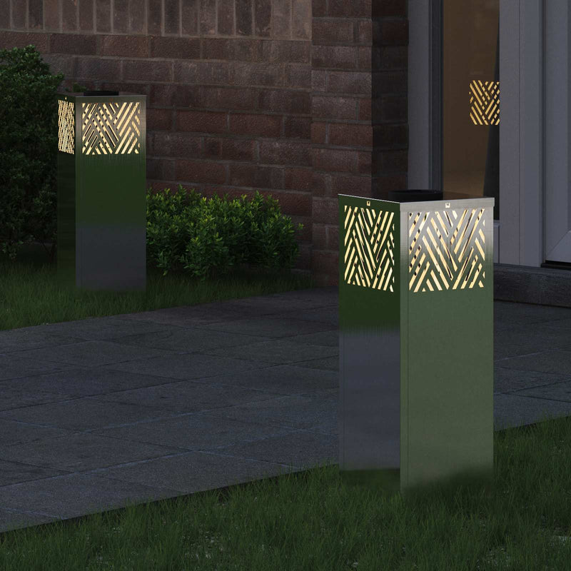Load image into Gallery viewer, Vidaxl solar led pad licht 2 pcs zilver roestvrij staal
