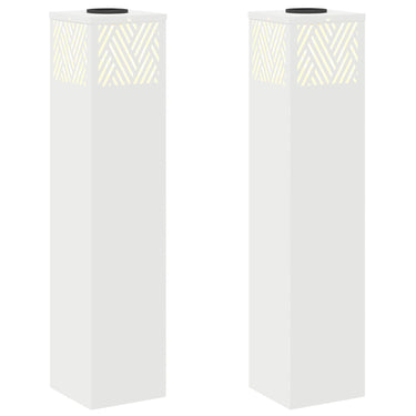 Vidaxl solar led pad licht 2 pcs wit koudgewalst staal