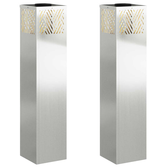 Vidaxl solar led pad licht 2 pcs zilver gegalvaniseerd