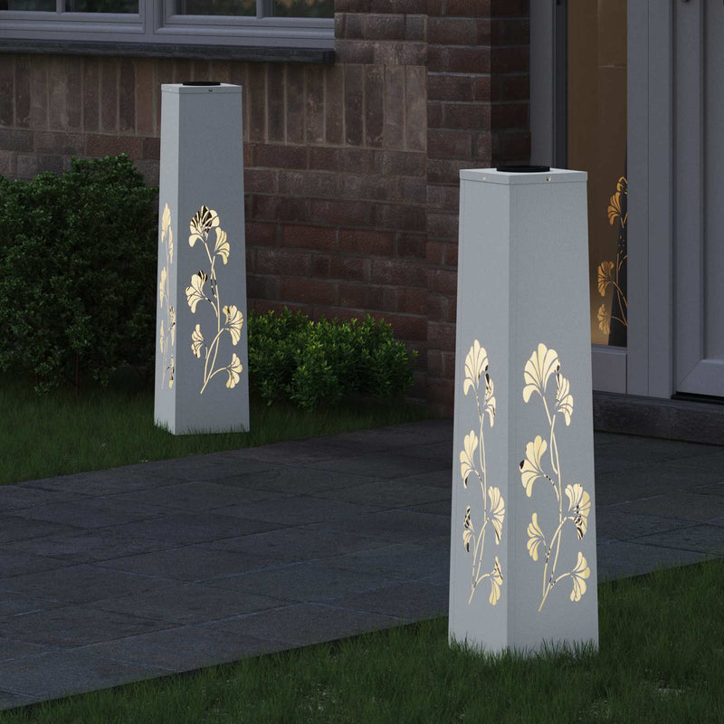 Load image into Gallery viewer, Vidaxl solar led pad licht 2 pcs wit koudgewalst staal
