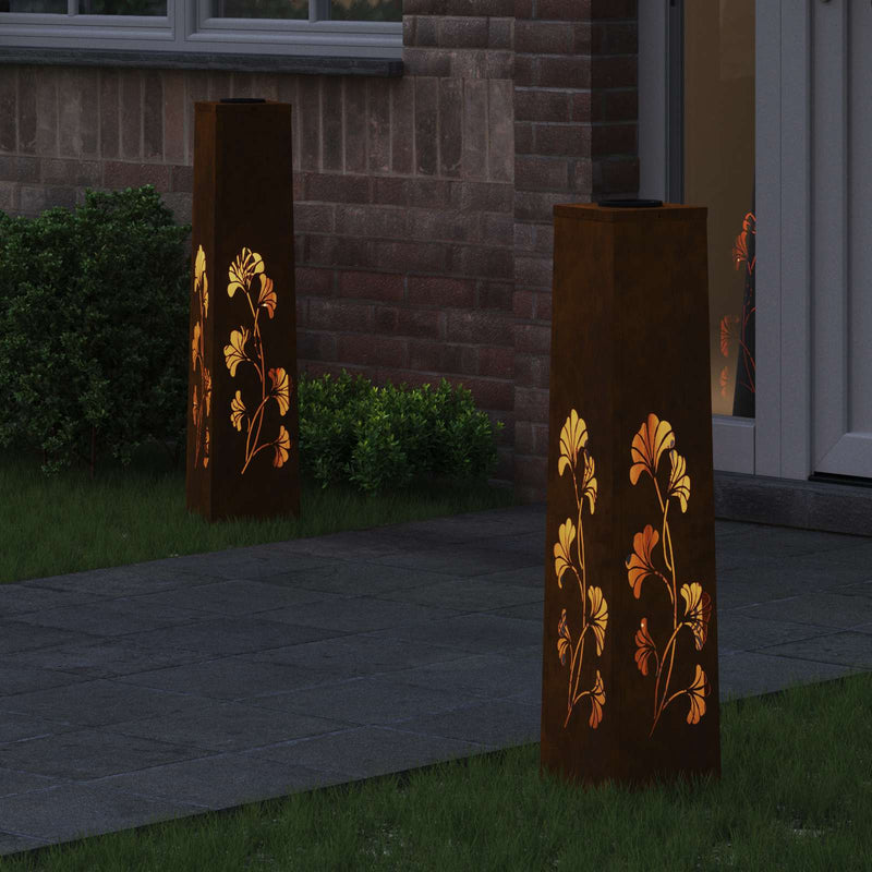Load image into Gallery viewer, Vidaxl solar led pad licht 2 pcs roestig cortenstaal
