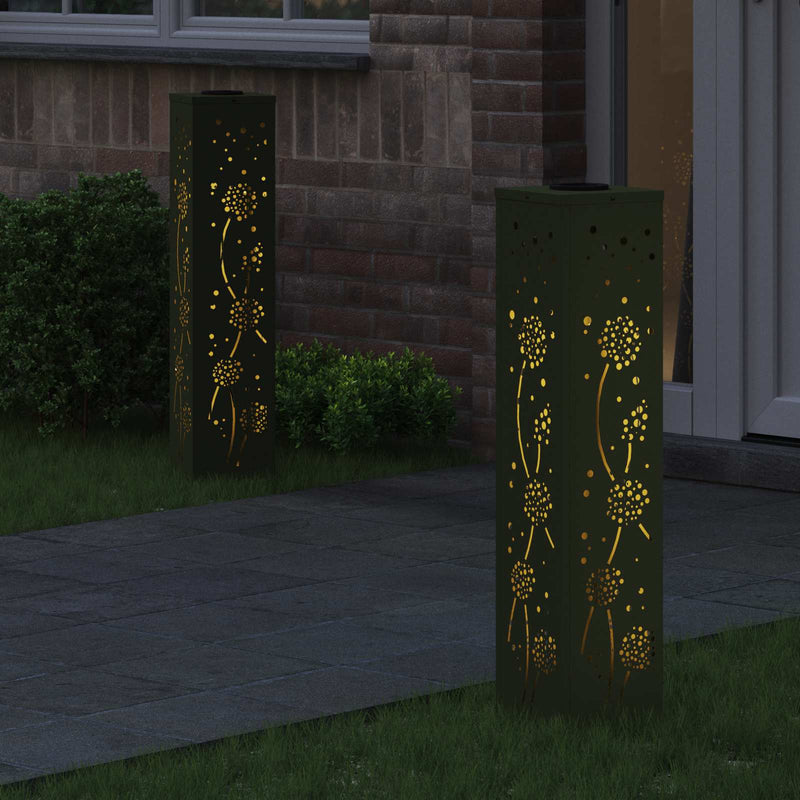Load image into Gallery viewer, Vidaxl solar led pad licht 2 pcs olijf groen koudgewalst staal
