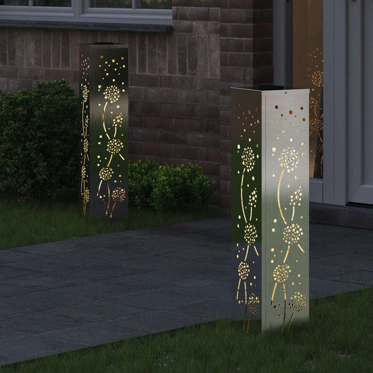 Vidaxl solar led pad licht 2 pcs zilver roestvrij staal