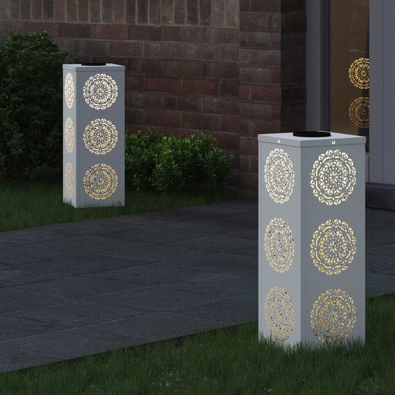 Load image into Gallery viewer, Vidaxl solar led pad licht 2 pcs wit koudgewalst staal
