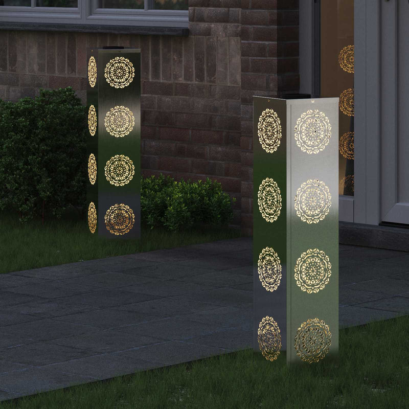 Load image into Gallery viewer, Vidaxl solar led pad licht 2 pcs zilver roestvrij staal
