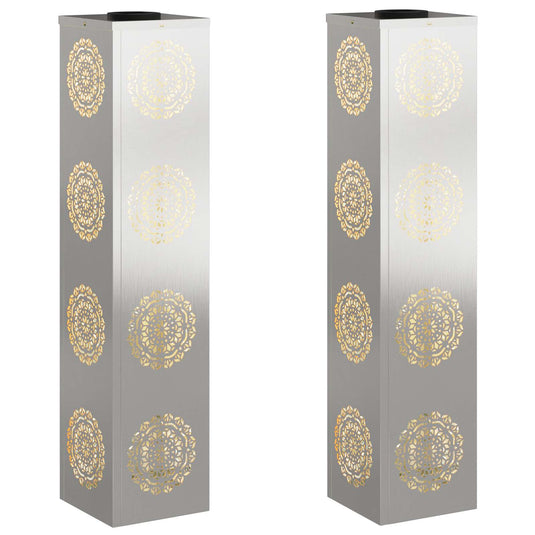 Vidaxl solar led pad licht 2 pcs zilver roestvrij staal