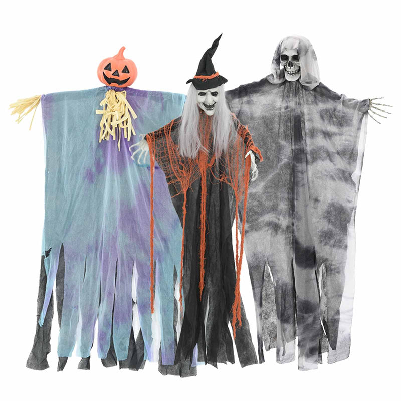 Load image into Gallery viewer, Vidaxl halloween hangende spook 3 pcs multikleur 61 x 97 cm polyester

