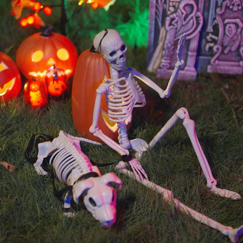 Load image into Gallery viewer, Vidaxl halloween decoratie skelet 2 pcs wit polypropyleen
