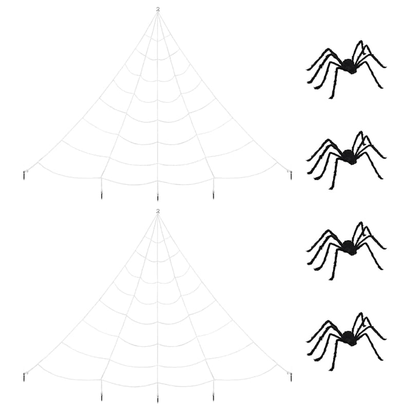 Load image into Gallery viewer, Vidaxl halloween spindecoratie met webben 4 pcs zwart en wit polyester

