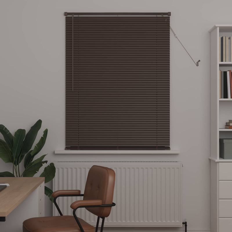 Load image into Gallery viewer, Vidaxl venetiaanse blind donkerbruin met patroon 150 x 70 cm pvc
