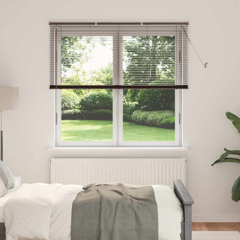 Load image into Gallery viewer, Vidaxl venetiaanse blind donkerbruin met patroon 150 x 130 cm pvc
