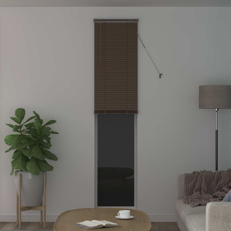 Load image into Gallery viewer, Vidaxl venetiaanse blind donkerbruin met patroon 213 x 50 cm pvc
