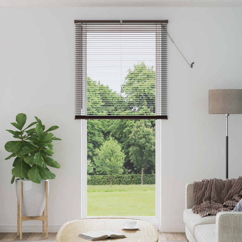 Load image into Gallery viewer, Vidaxl venetiaanse blind donkerbruin met patroon 213 x 100 cm pvc
