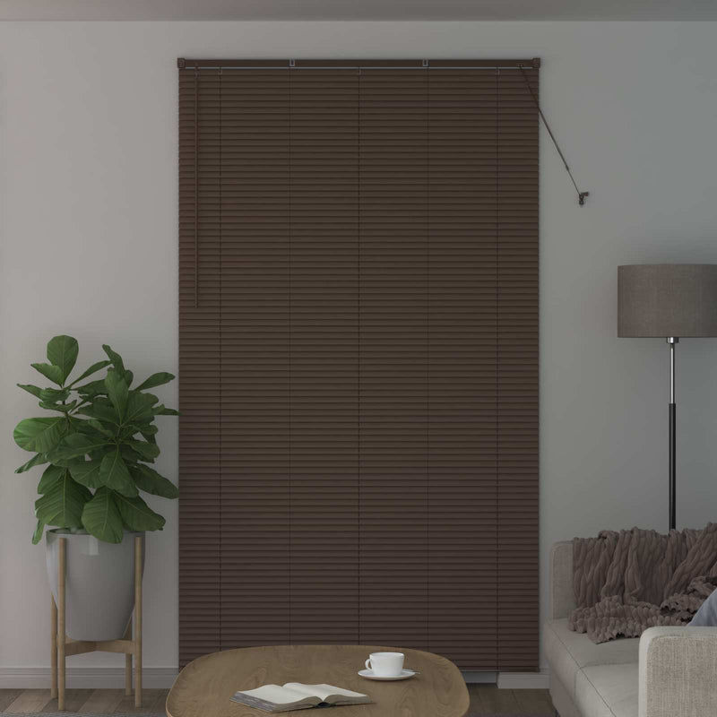Load image into Gallery viewer, Vidaxl venetiaanse blind donkerbruin met patroon 213 x 150 cm pvc
